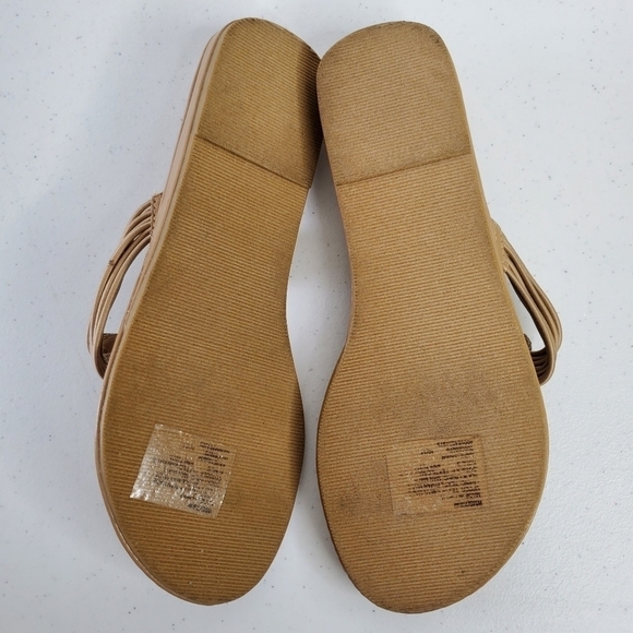 Glitter Flip Flops Metallic Thong Sandals Coastal Neutral Size 7 - Picture 6 of 8